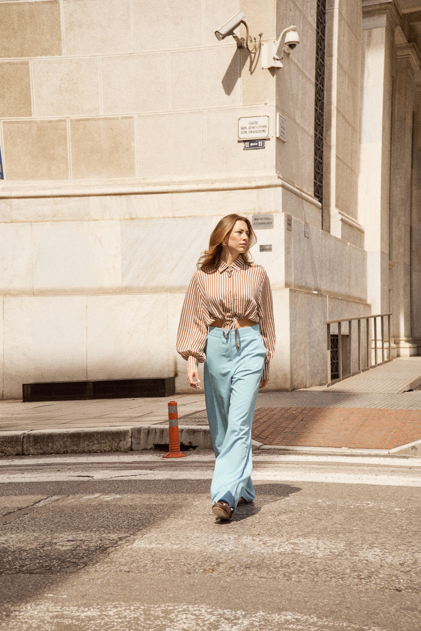 Ermioni crop shirt brown